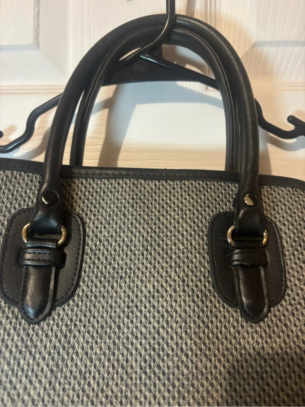 Structured Black and Cream Women’s Satchel Handbag